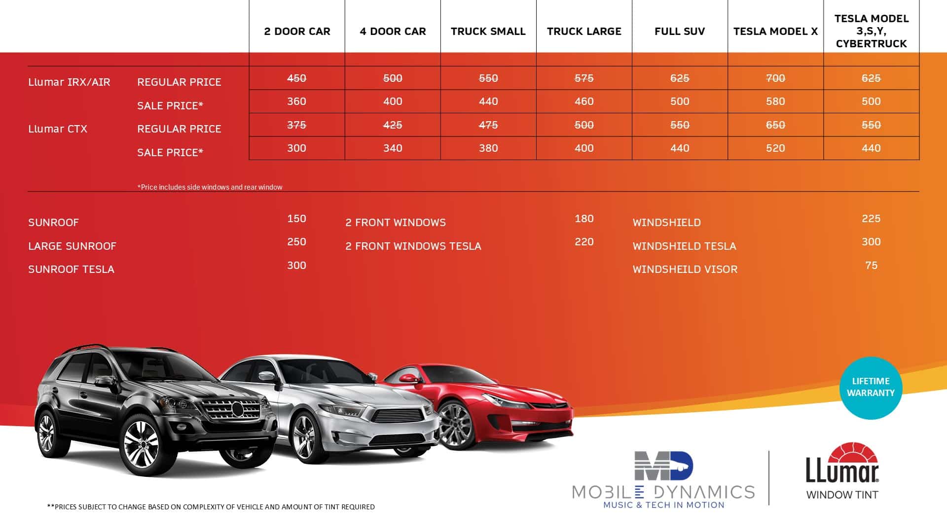 Llumar Tint Price